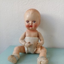 vintage 1950s hard plastic Rosebud baby doll made in England Blue Eyes 