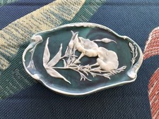 Vintage Genuine Incolay Green Stone Handcrafted USA Large Jewelry Trinket Box