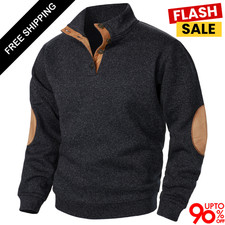 2025 Men's Autumn Winter Stand Collar Casual Pullover Sweater Shirt Tee Top Gift