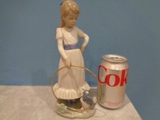 Nao By Lladro 0379 Girl With Dog and Hoop "My Dog Does Tricks" Spanish Porcelain