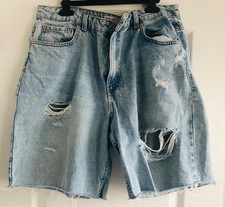 Primark Women's Light Blue Distressed Denim Shorts Size 18