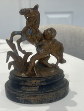 Antique boy with horse spelter - boy,