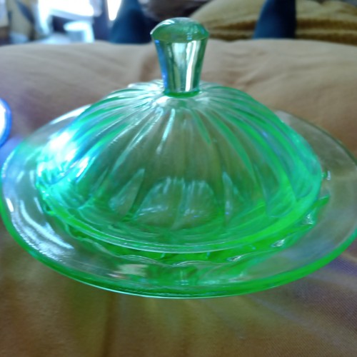 Uranium glass covered butter - uranium,