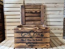 CAFE PARIS RUSTIC VINTAGE WOODEN APPLE  BOXES CRATES  - FOR MAN CAVE / SHE SHED
