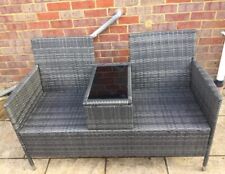 Grey Rattan Garden Furniture Outdoor Patio 2 Seater Love Seat Cushions Table