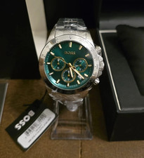 HUGO BOSS Hero HB1514217 Chronograph Green Dial Silver Steel Strap Mens Watch