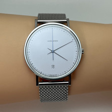 Georg Jensen Men’s SS Mesh Watch Henning Koppel 318 Design Swiss Date w/Box#009B
