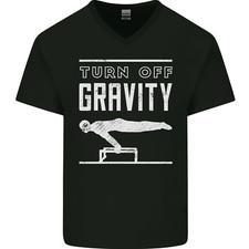 Gymnastics Turn Off Gravity Gymnast Pommel Horse Mens V-Neck Cotton T-Shirt
