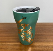 STARBUCKS Christmas Let There Be Bright Ceramic Travel Coffee Mug Tumbler 9 oz