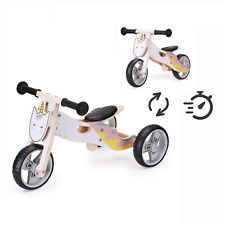 Toddler Trike 2-in-1 Wooden Balance Bike Kid Tricycle Age from 18 momths Unicorn