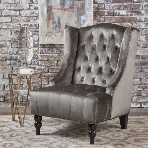 Velvet grey back club chair - grey,