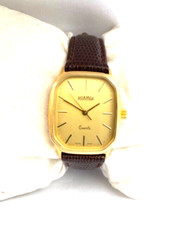 Roamer Swiss Made Unisex Vintage Gold Plated Leather Strap Watch 9850 1980"s