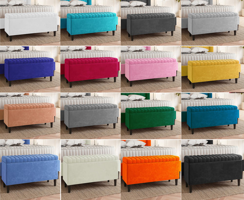 Lined velvet ottoman - lined, storage
