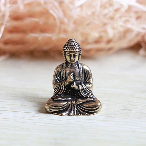 Mini brass buddha statue - brass,