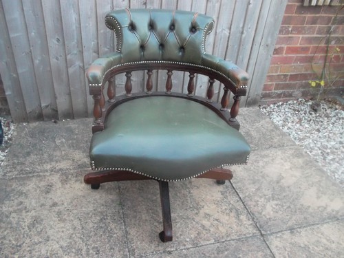 Captains chair green leather - captains,