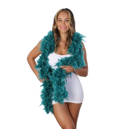 Thick teal feather boa costume - thick,