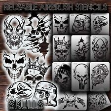 Airbrush Stencils REUSABLE SKULLS 01 New.   VINYL OR MYLAR