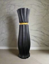 Large Black Ceramic Floor Standing Vase With Gold Stripe 60cm 24 Inch Flowers