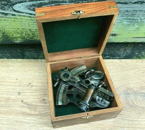 Antique brass pocket sextant - brass,