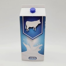 Little Tikes Milk Carton Pretend Play Kitchen Food 5.5” Tall White Blue Plastic