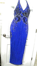 #120 Pageant Gown Blue Beaded