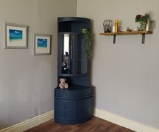 Corner unit tall, Nathan display cupboard, Navy blue finish