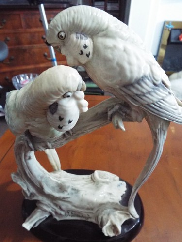Vintage sculpture two parakeet - vintage,