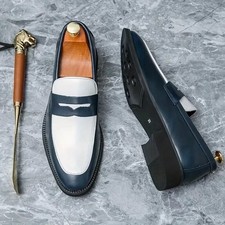 Men Trendy Penny Loafers Wear-resistant Slip On Semi-formal Dress Shoes Business