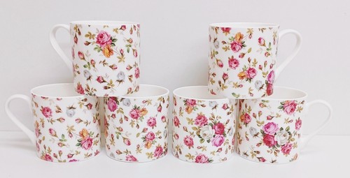 Garden roses mugs set fine - roses, 6