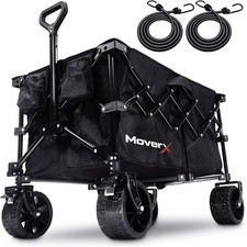 MoverX 120L Folding Festival Trolley – Collapsible Cart with Wheels, Black