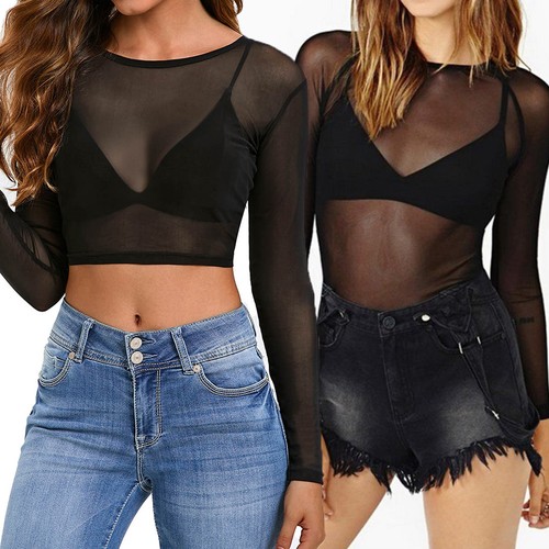 Women mesh top sheer - sheer,