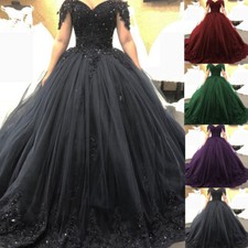 Gothic Black Wedding Dresses Beaded Off the Shoulder Lace Appliques Bridal Gowns
