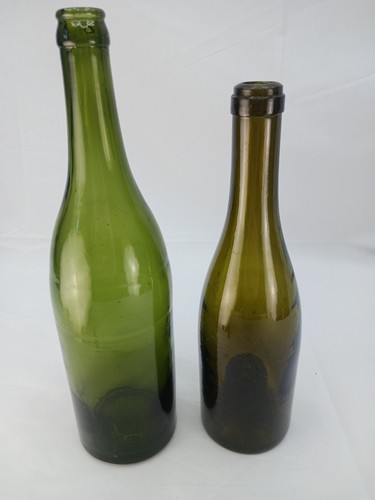 Vintage green glass bottles - glass,