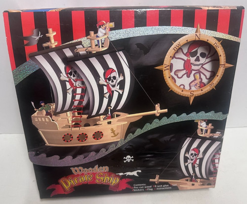 Wooden pirate ship model - wooden,