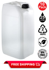 10 x 25L LITRE PLASTIC WATER CONTAINER CARRIER FOOD DRUM JERRYCAN JERRICAN V18