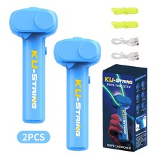 2X Light Blue Lasso String Shooter Loop Toy Handheld Zip Rope Launcher Propeller