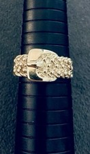 9ct Yellow Gold Three Row Buckle Keeper Ring 