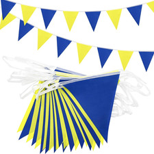 20m 52pcs Navy Yellow Fabric Bunting Waterproof Banner Outdoor Party Decor