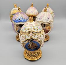 TFM House of Fabergé Musical Carousel Porcelain Eggs - Lot of 6 incl. 5 CoAs VTG