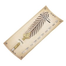 9.3 Inch Feather Pen Quill Pen with 5 Pcs Replacement Nibs, Black/White