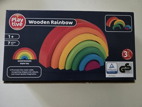 Wooden rainbow stacking toy - wooden,
