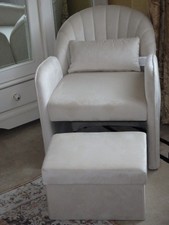 A modern cream velvet tub