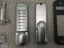 Digital Door Lock Push Button with Holdback Satin Chrome