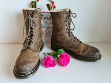 Dr Martens 1490 brown fur lined serena FL  10 eyelet ankle boots UK6 EU39 US8