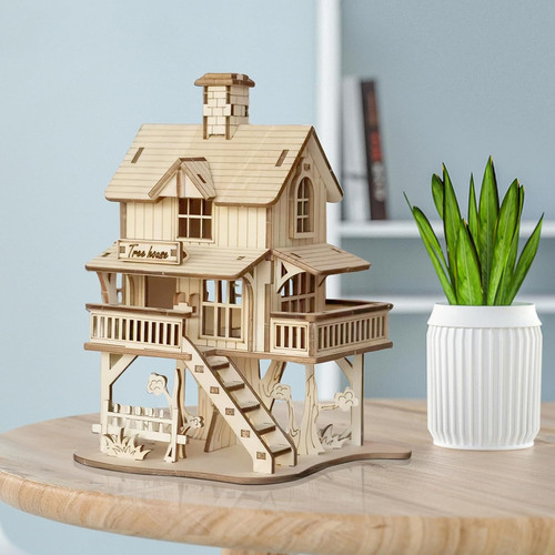 Puzzle tree house - 3d, wooden