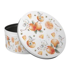Tangerines Large Cake Tin - Orange Summery Round Metal Storage Gifts for Baking