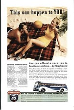 1939 Greyhound Bus Vintage Color Print Ad Travel Mass Transit