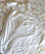 Vintage Babies White Cotton Christening/ Blessing Gown Dress Lace Edging