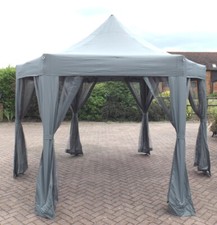 LUXURY HORWOOD POP UP FOLDING GAZEBO WITH NET CURTAIN SIDES  - GREY 3.6 x 3.1 