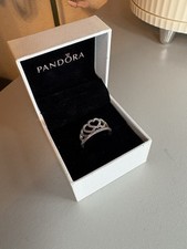 Genuine Pandora Sterling Silver Hearts Tiara Ring.  SIZE 54